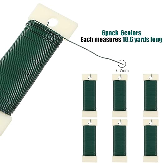6 Rolls 112 Yards Floral Flexible Paddle Wire Floral Bind Wire for Crafts, Christmas Garland and Flower Arrangements DIY Craft, Christmas Holiday Decoration(Green)