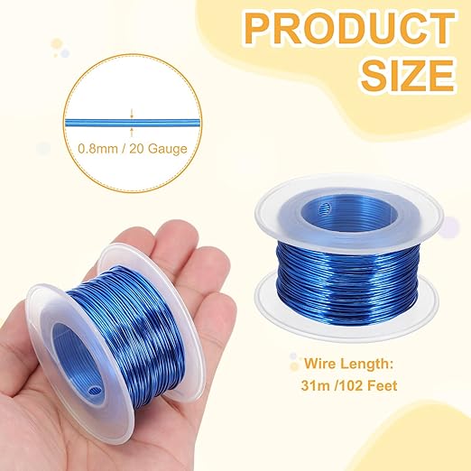 uxcell 20 Gauge / 0.8mm Anodized Aluminum Wire for Jewelry Craft Making, 102 Feet Bendable Flexible Wire for DIY Home Decor Gardening Sculpture, Dark Blue