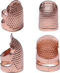J.CARP 4Pcs Sewing Thimble, Metal Rose Gold Color Sewing Thimble Finger Protector, Adjustable Finger Shield Ring Fingertip Thimble Sewing Quilting Craft, Accessories DIY Sewing Tools (2 Sizes, S/M)
