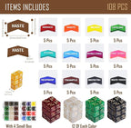 108PCS MTG Keyword Tokens & 12mm MTG Life Counter Dice Set for Magic Card, CCG Creature Stats Loyalty Dice with Box, Magic TCG Card Game Accessories