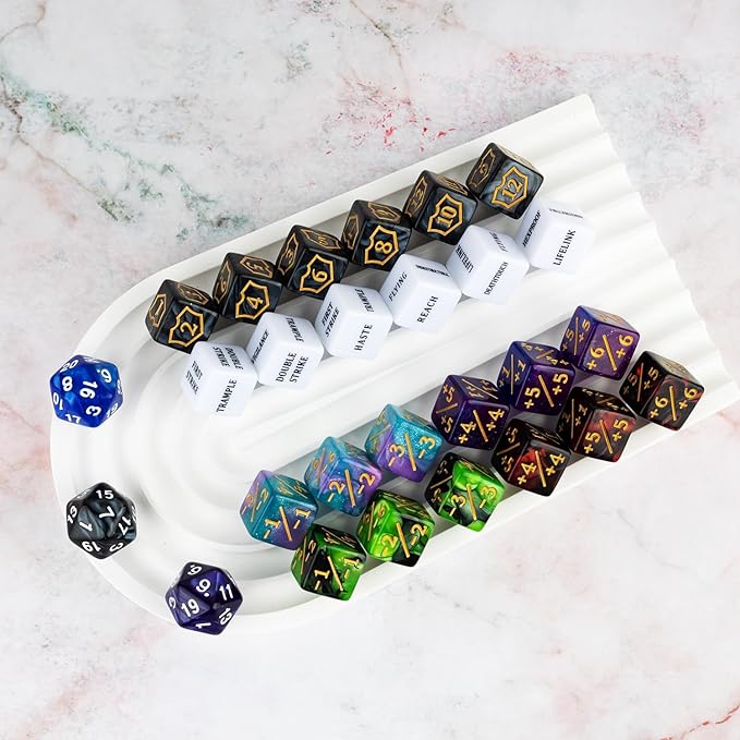 63 PCS Abilities Keyword Magic Counter Dice MTG Counters Dice Set Life Buff Tokens D6 Dice Compatible with MTG, TCG, Card Gaming Accessories