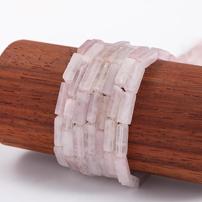 Natural Rose Quartz Crystal Rectangle Tube Beads 4x13mm 38cm/str Loose Semi Gemstone Stone Beads for Making Bracelets Necklace Earrings