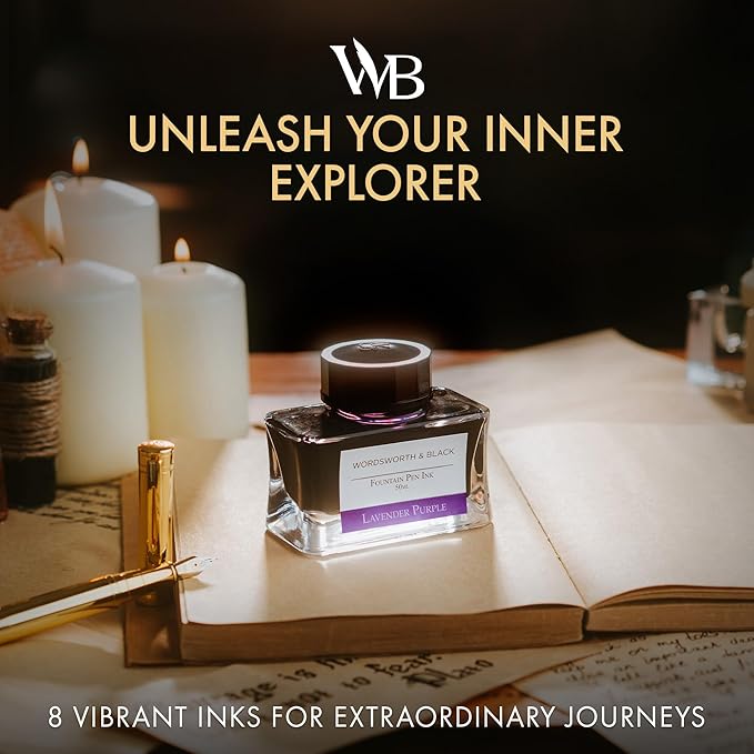 Wordsworth and Black Fountain Pen Ink Bottle (50 ml) Premium Luxury Edition, [Lavender Purple] Fountain Pens Bottled Ink; Classic Designed Bottle Smooth Flow 50 ml…