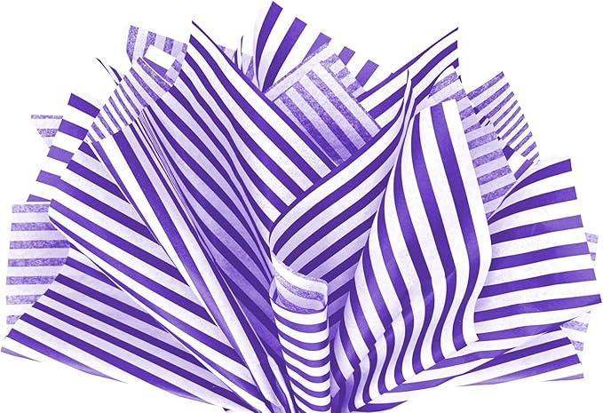 Flexicore Packaging Puple Pin Stripe Print Gift Wrap Tissue Paper Size: 15 Inch X 20 Inch | Count: 100 Sheets | Color: Purple Pin Stripe