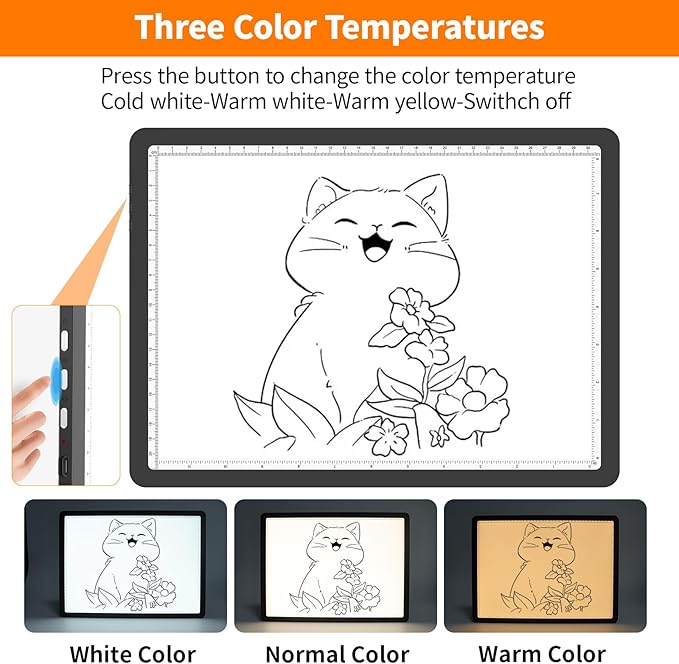 Elice Magnetic A4 Light Board with Bag for Diamond Painting, Tracing LED Light Box with Side Buttons, Super Bright Diamond Art Light Pad, Light Table for Drawing, Sketching, Weeding Vinyl - Black