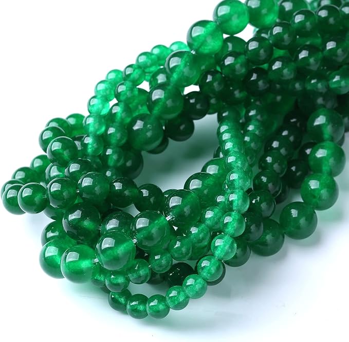 60PCS 6MM Natural Green Jade Stone Beads Energy Healing Beads for DIY Jewelry Bracelet Necklace Making for Jewelry Making15Inch