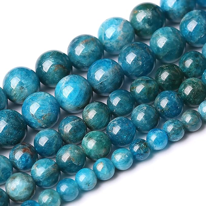 60PCS 6mm AAA Natural Blue Apatite Stone Beads Gemstone Round Loose Spacer Beads for Jewelry Making DIY Bracelet Necklace 15"