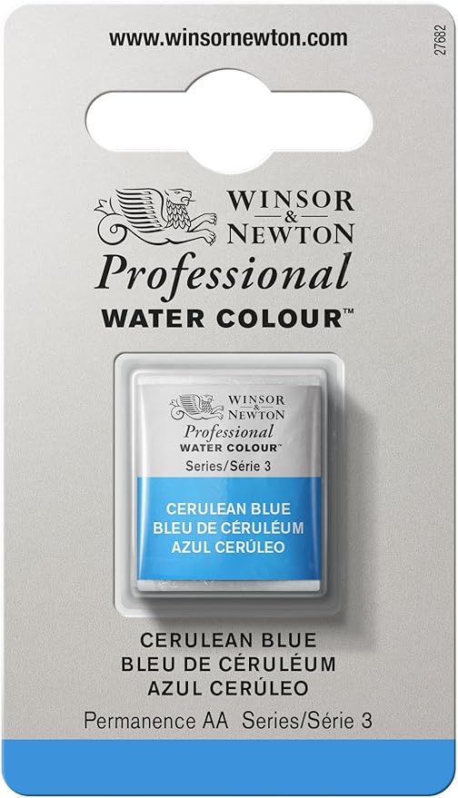 Winsor & Newton Professional Water Colour Paint, Half Pan, Cerulean Blue