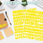 Alphabet Stickers, 1'' Yellow Letter Stickers - 12 Sheets, Self-Adhesive Vinyl for Mailbox Numbers, Bulletin Boards, Classroom & Home Decor