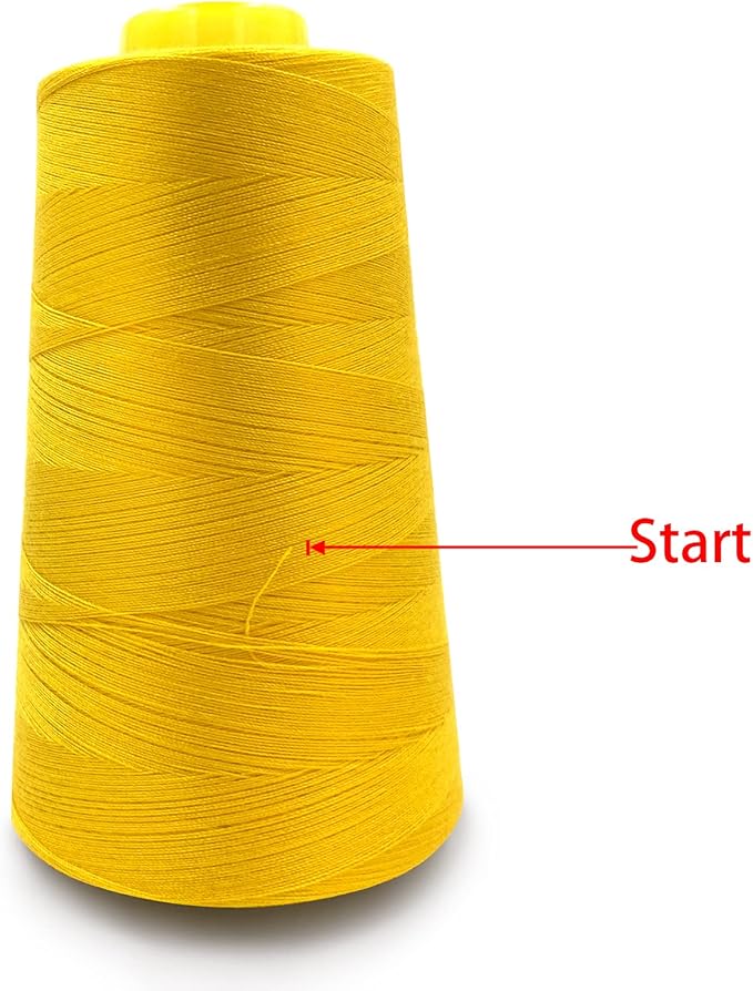 Tortoise 4 Cones of 3000 Yards Each Spool Thread for All Purpose, Serger, Overlock, Quilting, Sewing Machine - 100% Polyester - 40S/2 Yellow