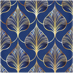 ALAZA Art Deco Floral Royal Blue & Gold Cloth Napkins Set of 6, 20x20 Inch Washable and Reusable Napkin for Decoupage Dinner Party Everyday Use
