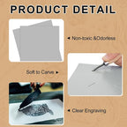Yeaqee 2 Pcs 8 x 10 Inch Linoleum Block Rubber Carving Block Soft Linocut Blocks Large Linoleum Sheet Unmounted Lino Plates for Engraving Art Project Printmaking Artist Studio Supplies, Gray