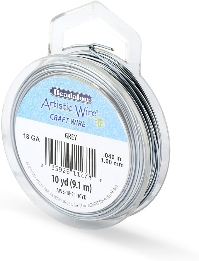 Artistic Wire, 18 Gauge Tarnish Resistant Colored Copper Craft Wire, Grey, 10 yd