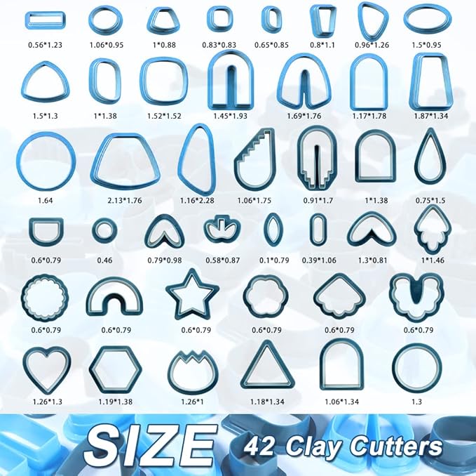 PTFJZ Polymer Clay Cutters for Earring Making - 160pcs Clay Tools Set with Earrings Accessories, 42+8pcs Different Shape Plastic Clay Cutters (Style B-Blue)