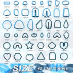 PTFJZ Polymer Clay Cutters for Earring Making - 160pcs Clay Tools Set with Earrings Accessories, 42+8pcs Different Shape Plastic Clay Cutters (Style B-Blue)
