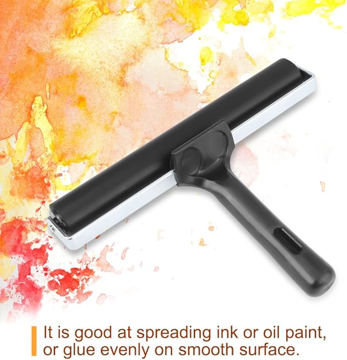 7.8 Inch Soft Rubber Brayer,Rubber Brayer Roller Paint Brush Ink Applicator Art Craft Oil Painting Tool