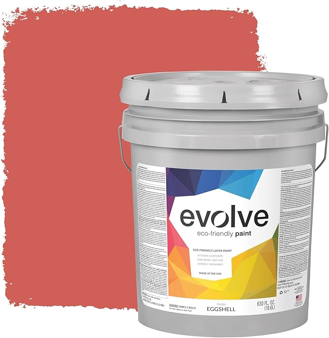 EVOLVE Paint & Primer: Environment-friendly, Low Sheen with One-coat Coverage for Interior & Exterior surfaces (Raspberry, 5-Gallon)
