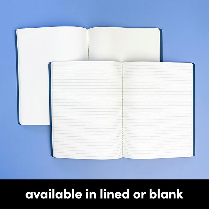 PAPERAGE Soft Cover Lined Journal Notebook, 2 Pack, (Dark Green), 100 Pages, Large 7.5 inches x 9.5 inches, College Ruled, Ideal for Note Taking & Travel Journal