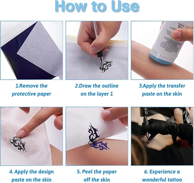 Combofix Tattoo Transfer Paper, 50 Sheets Thermal Tattoo Stencil Paper for tattooing, Transfer Paper Tracing Paper A4 Size with Tattoo Supplies