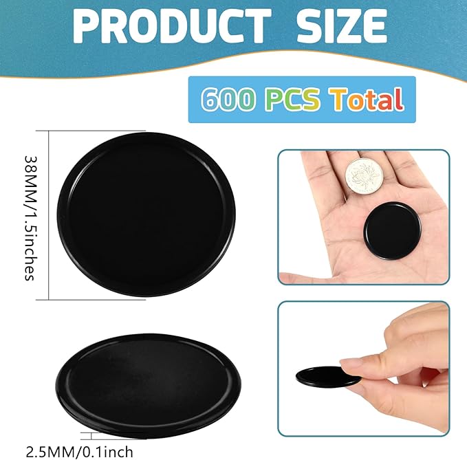 Coopay 1 1/2 Inches Plastic Poker Chips Learning Counters Disks Bingo Chip Counting Discs Markers for Math Practice and Poker Card Game Tokens, Teaching Rewards, 200 Pieces (Black)