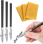 Zonon 6 Pieces Art Ruling Pen 3 Sizes Masking Fluid Pen and 50 x 35 x 5 mm Glue Residue Eraser, Ruling Ink Set for Watercolor Drawing Mounting Art Artists Supplies, No ink(Black)