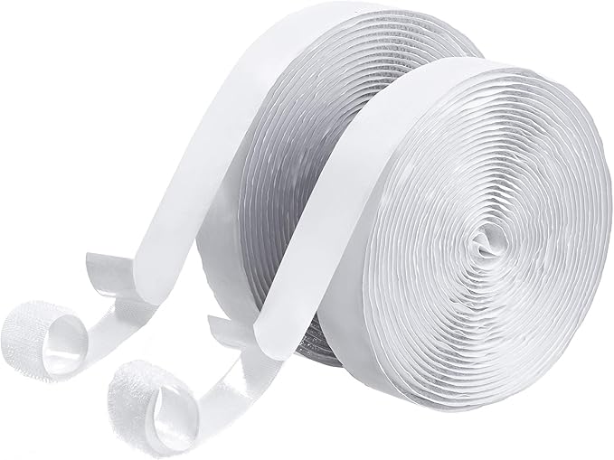 BRAVESHINE Industrial-Strength Self Adhesive Hook and Loop Roll - 0.8 Inch 16.5FT Double Side Hook and Loop Strips Fasteners Tape for Sewing, Pedal Board, Mounting or Hanging Items - White Tape