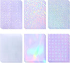 36 Sheets Holographic Laminate Sheets Transparent Holographic Sticker Paper Self Adhesive Laminating Sheets Clear Vinyl Waterproof Overlay for Sticker Pape, 8.5x11 inch 6 Patterns