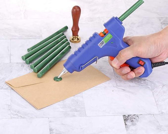 Yoption 15 Pieces Glue Gun Sealing Wax Sticks for Wax Seal Stamp, Great for Wedding Invitations, Cards, Envelopes (Metallic Green)