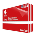 Trotec TroLase | 12"x20"x1/8", 4 Pcs | Red/White | 2 Ply | Modified Acrylic | Laser Engraving Double Color Plastic Sheet | Engraving Blanks for Laser, Saw, Guillotine | Made in USA
