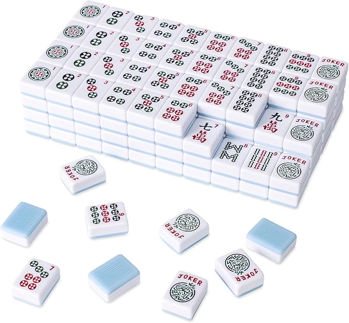 American Mahjong Tile Set with 166 Blue Back Tiles (1.2”, Tiles Only)