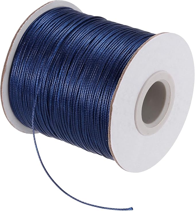 MECCANIXITY Waxed Cord 0.5mm Waxed Polyester Cord 175 Yard Wax String for Bracelet Making, Necklaces, Beading, Jewelry Making and DIY Crafts(Navy Blue)