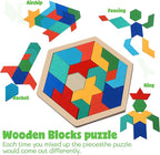 Yunsailing 3 Pack Hexagon Wooden Puzzle Wood Russian Blocks Tangram Puzzle Brain Teaser Puzzles Geometric Jigsaw Block Russian Blocks Logic IQ STEM Toy for All Ages Kid Adult (Fancy)