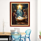 Magxvouy Cross Stitch Kits Stamped Full Range of Embroidery Kits,Cross Stitch Patterns Needlework Kits for Beginners 11CT Printed Kits&Nativity 16x20 inch