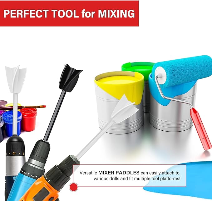 8 Pcs Resin Mixer Paddles for Resin Drill, Epoxy Mixer Attachment for Drill, Paint Mixer/Paint Stirrer for Mixing Resin, Epoxy, Silicone Molds
