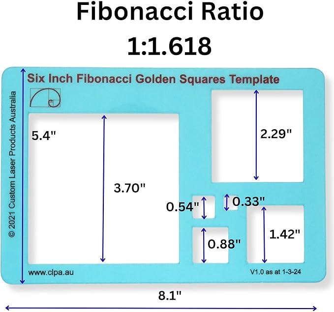 Fibonacci 6" Square & Spiral Set of Templates: A Fibonacci-Inspired Set of Templates for Drawing Tool for Artists Allows The Simple Application of The Golden or Divine Ratio for Artistic Design