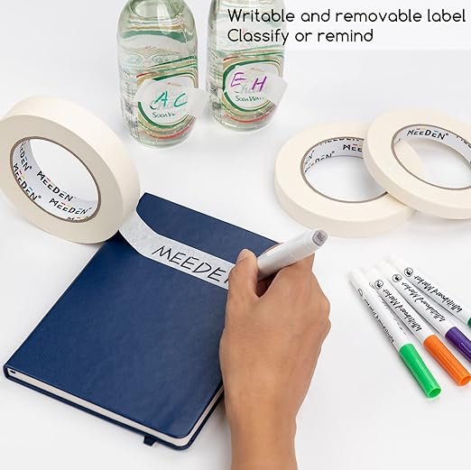 MEEDEN 6 Packs White Artist Tape, 0.5" 0.75" 1.0" x 60 Yard, Multi-Sized Masking Art Tape, Acid-Free Painters Tape for Painting Drafting Canvas Framing, General Purpose for Craft, Office, School