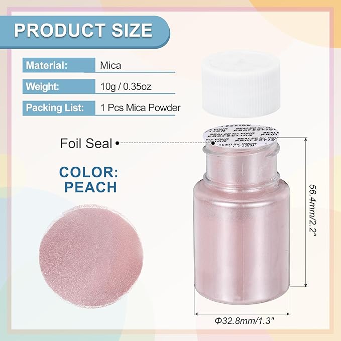 uxcell 10g/0.35oz Cosmetic Grade Mica Powder, 600 Mesh Mica Powder Natural Resin Epoxy Pigment Powders for Casting Resin, Candle Dye, DIY Nail Polish and Lip Gloss, Peach