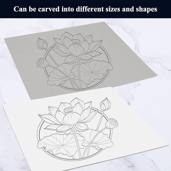 LDXDRU 8 Pack Linoleum Block for Printmaking, 12 x 12 Inch Linoleum Blocks Gray Linocut Block Linoleum Block Printing for Engraving Art Project Printmaking Stamp Carving Block