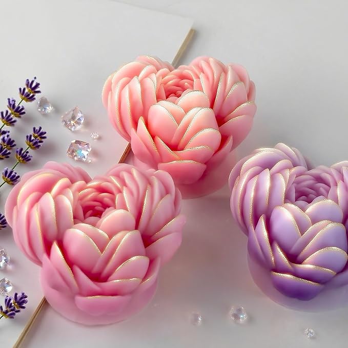 Heart Rose Cylinder Candle & Resin Mold - Resin Casting Silicone Molds for Home Decor & Candle Making Wave Spiral Mold
