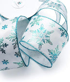 CT CRAFT LLC Satin with Blue Snowflake Wired Ribbon 2.5 Inch x 10 Yards for Christmas Home Decor Tree Topper Bow Gift Wrapping DIY Crafts Wreath Garland