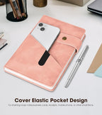 Pink A5 Lined Leather Journal Notebook for Men Women,5.9" X 8.4" Personalized Hardcover Journal with Pen,200 Pages 100 Gsm Thick Ruled Paper Daily Diary for Travel,Business,Work,Writing