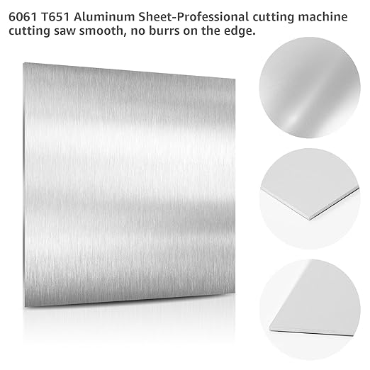 6061 T651 Aluminum Sheet Metal 12" x 16" x 1/16" (0.06") Rectangle Metal Plate Covered with Protective Film, 1.5mm Flat Aluminum Plate for Crafting and Industry