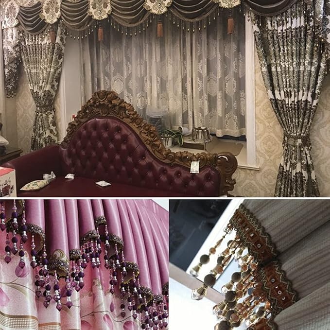 3yards Beading Fringe Trimming Long Beads Tassel Curtain Trim Ribbon Trim for Cover Edge Decorative (Coffee)