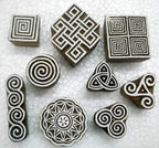 CRAFTSOFINDIA I Set of 9 I Premium Hand-Carved Wooden Block Stamps for Textile, Paper, Clay, Tattoo - Enhanced Print Impressions