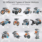 12-in-1 Solar Robot Kit for Kids 8-12, STEM Educational Building Toys with Solar Panel & Battery Power, DIY Science Experiment, Easter Birthday Gifts for Boys Girls 8 9 10 11 12 Years Old-Grey