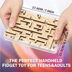 Handheld Fidget Puzzle Game for Kids and Adults - Challenging Wooden Labyrinth Marble Maze for Teen Boys - Fun Brain Teaser Puzzle Fidget Toys for Travel Stocking Stuffer Party Favor for Kids Ages 8+
