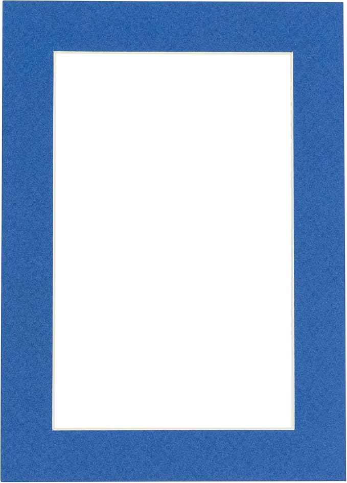 Pack of Ten Acid Free 8.5x11 Mats Bevel Cut for 7x9 Photos - Royal Blue Precut Matboards With Backing Boards and Self Seal Photo Mat Bags For Pictures, Photos, Framing - 4-ply Thickness