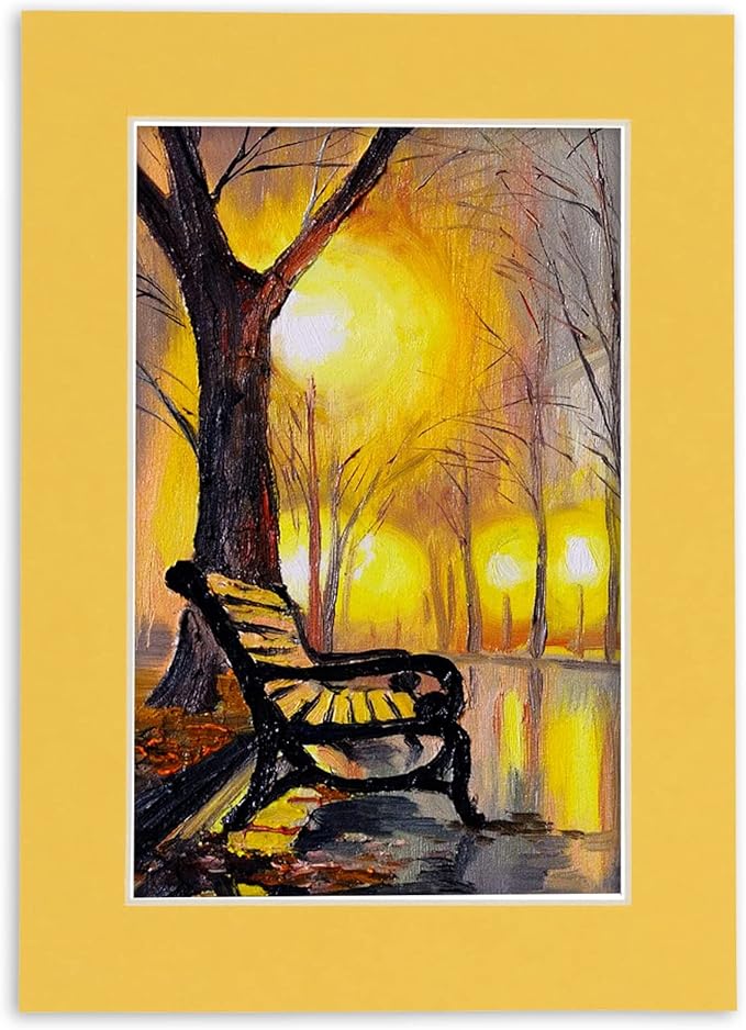 Pack of 25 Acid Free 8x10 Mats Bevel Cut for 6x8 Photos - Chamois Yellow Precut Matboards For Pictures, Photos, Framing - 4-ply Thickness