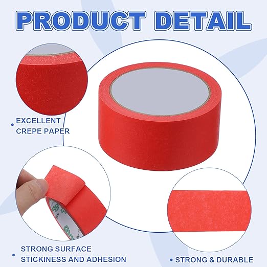 MECCANIXITY Masking Tape 1.8 Inch x 21 Yard Painter's Tape Red Paint Tapes for DIY Crafts Arts Drawing Decoration Labeling Car Painting Artist Teachers, Pack of 6