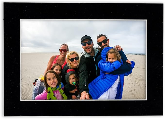 Pack of Ten Acid Free 8x10 Mats Bevel Cut for 5.5x8.5 Photos - Black Suede Precut Matboards With Backing Boards and Self Seal Photo Mat Bags For Pictures, Photos, Framing - 4-ply Thickness
